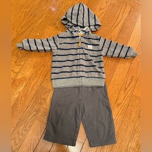 Child of Mine Infant Boy 3-6M Striped Gray and Navy Hoodie with Pants Set